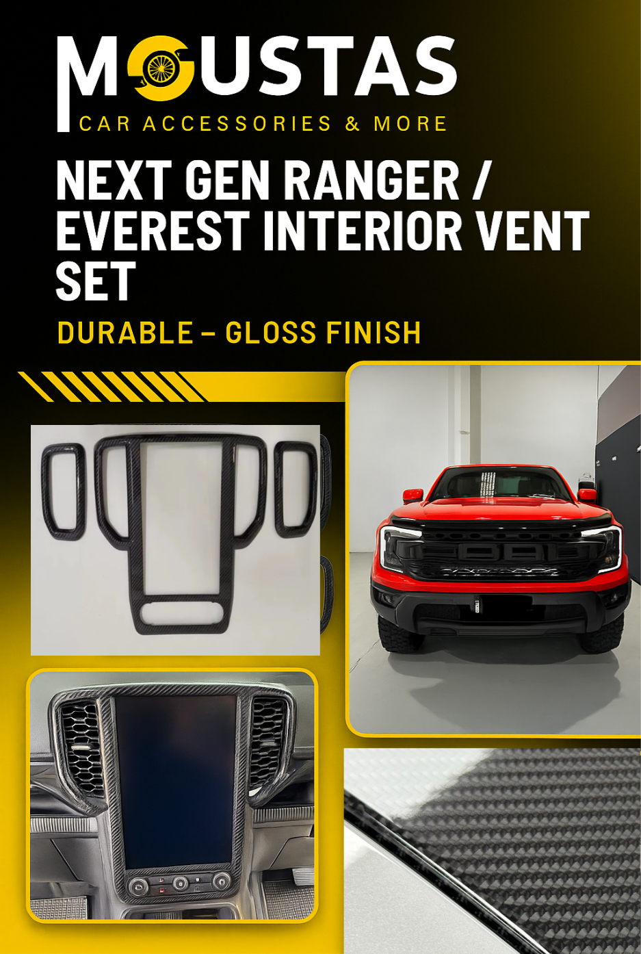 Carbon Fibre Vent Covers For Ford 2022+