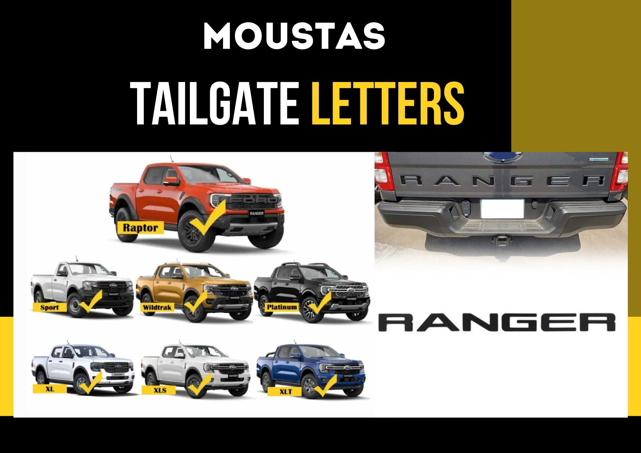 Tailgate Decals For Ford Ranger & Raptor 2022+